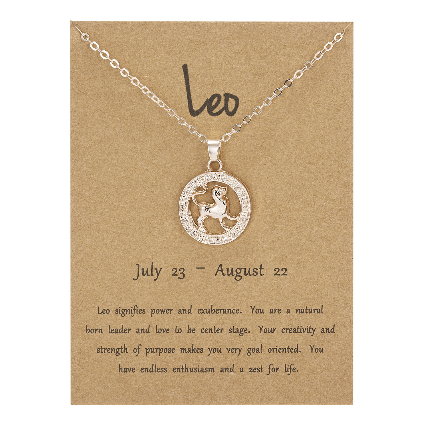 Trendige halsketten mit anhängern 12 sternzeichen-motiven in roségold für damen und herren – löwe-motiv, ideal als grußkarte, geburtstagsgeschenk oder familienschmuck.: Löwe