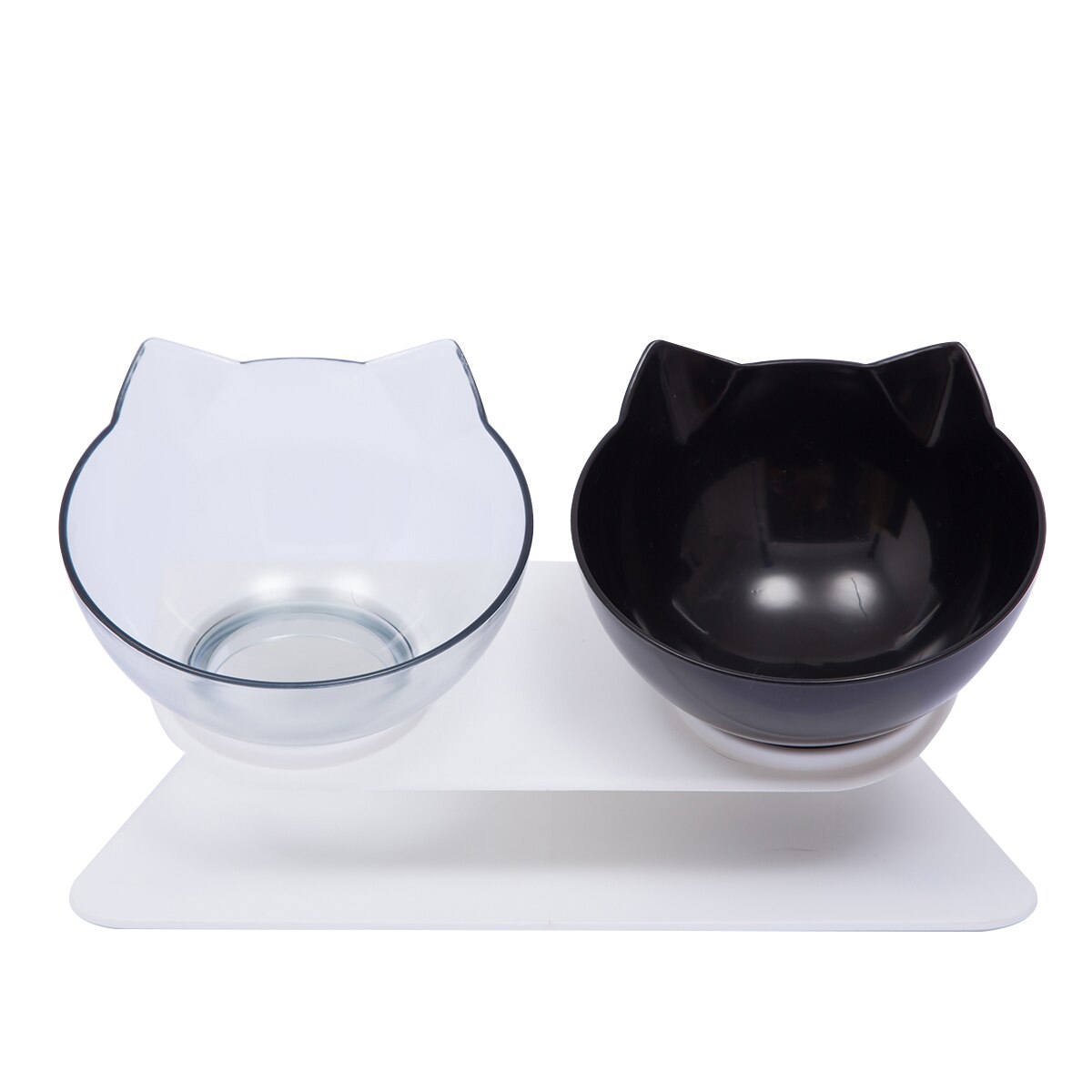 Brand Cat Non-Slip Double Food Bowl with 15° Slant Support Cute Cat-Shaped Bowl with Cervical Protection: I