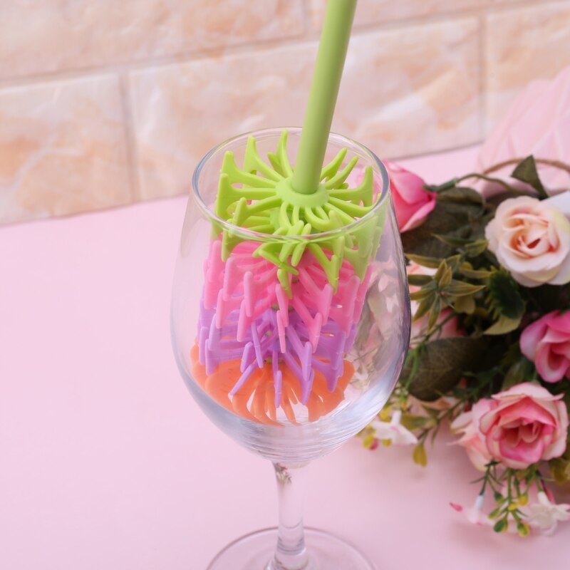 Regenbogen 360 Drehung Silizium Baby Milch Fütterung Flasche Pinsel Nippel Reinigung Werkzeug U50F