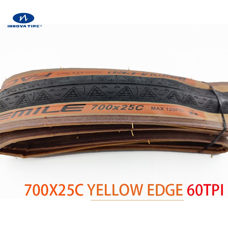 Ultralight facemile 700*25C Road Bike Tires 60Tpi 120 Tpi Tire 700*25C Bicycle Tyre 700C Cycling Tyres INNOVA: 700X25-yellow 60TPI