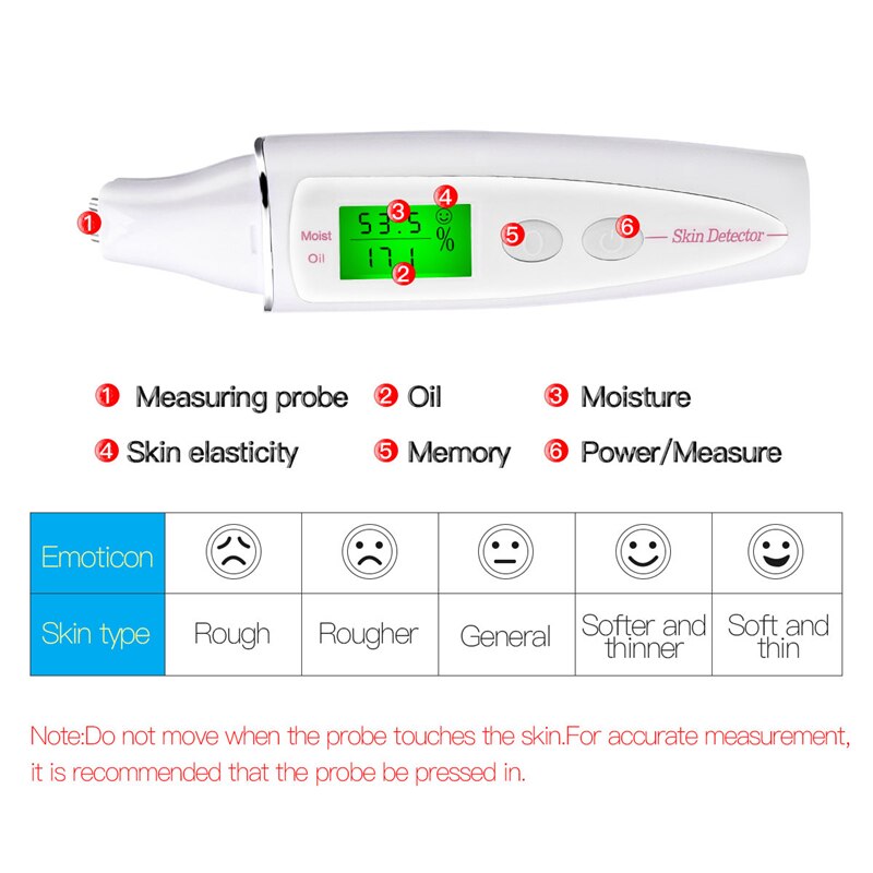Skin Detector Facial Moisture Tester Detector Analyzer Monitor Digital LCD Display Personal Facial Skin Care Moisture Analyzer
