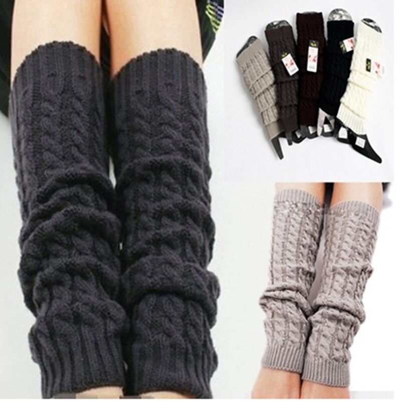 Calentadores de piernas a la para mujer, calentadores hasta el muslo, botas altas y cálidas, bandas de lana para el muslo, Invierno
