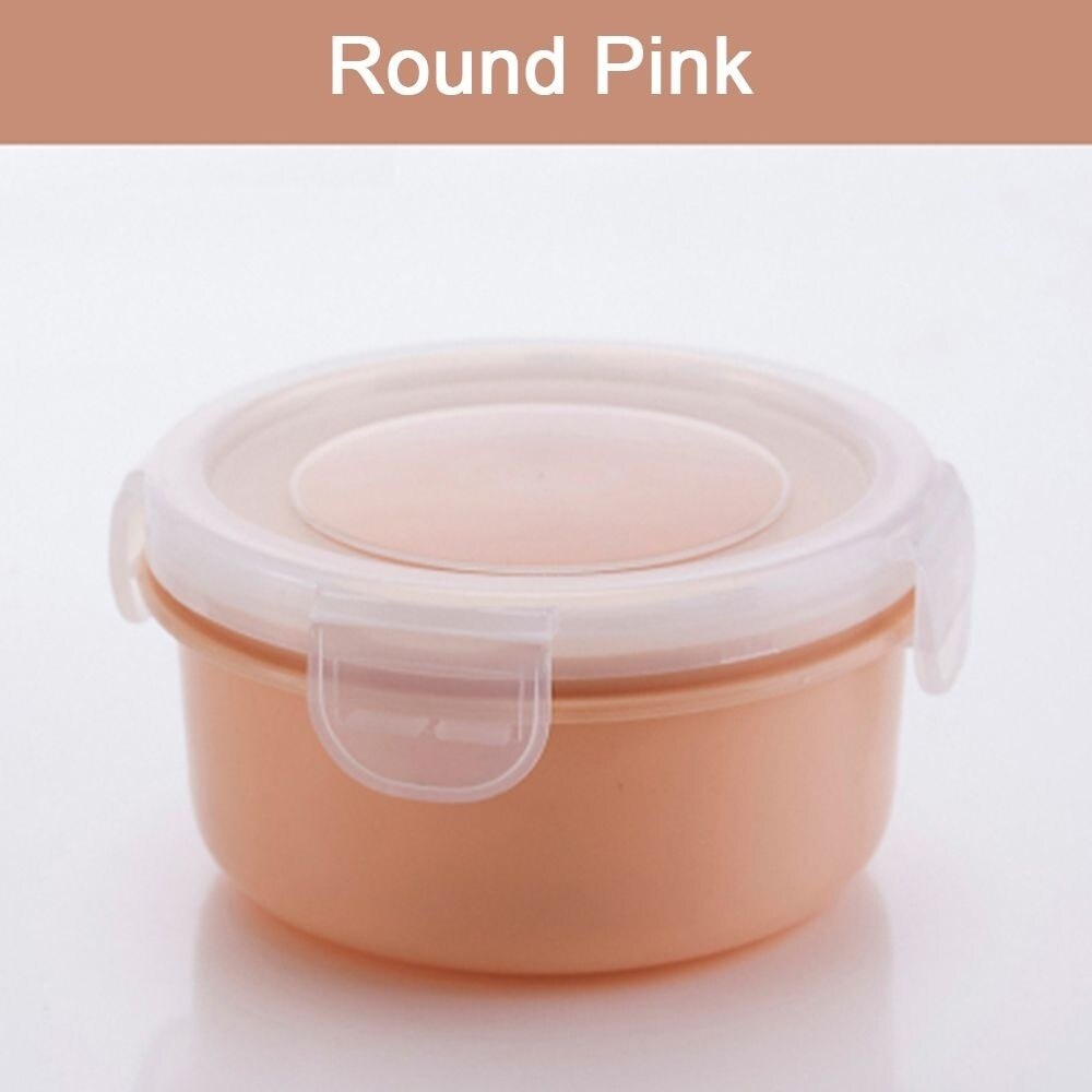 Lasperal kök genomskinlig mat förseglad kylskåp mat prep box färsk hålla kryddor förvaring lunchbehållare lunchlåda: Rund rosa