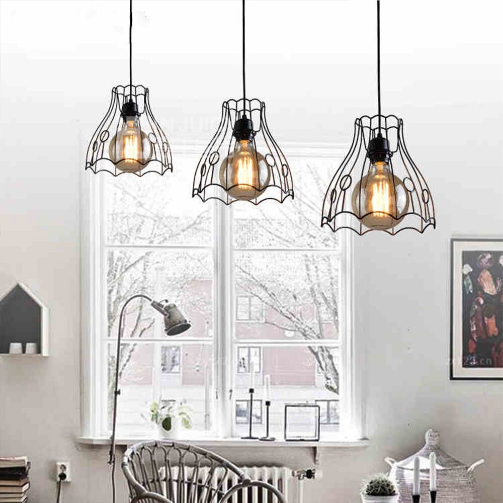 Hängeleuchte Retro-Design, E27, Metall-Schirm Weiß, Für Küche & Wohnzimmer
