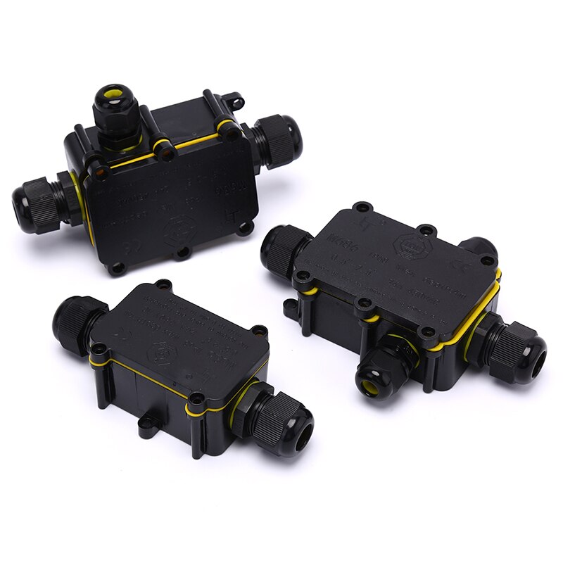 Waterproof Junction Box Electrical Enclosure Cable Connecting Terminal Block Waterproof Box Black Cable Junction Box