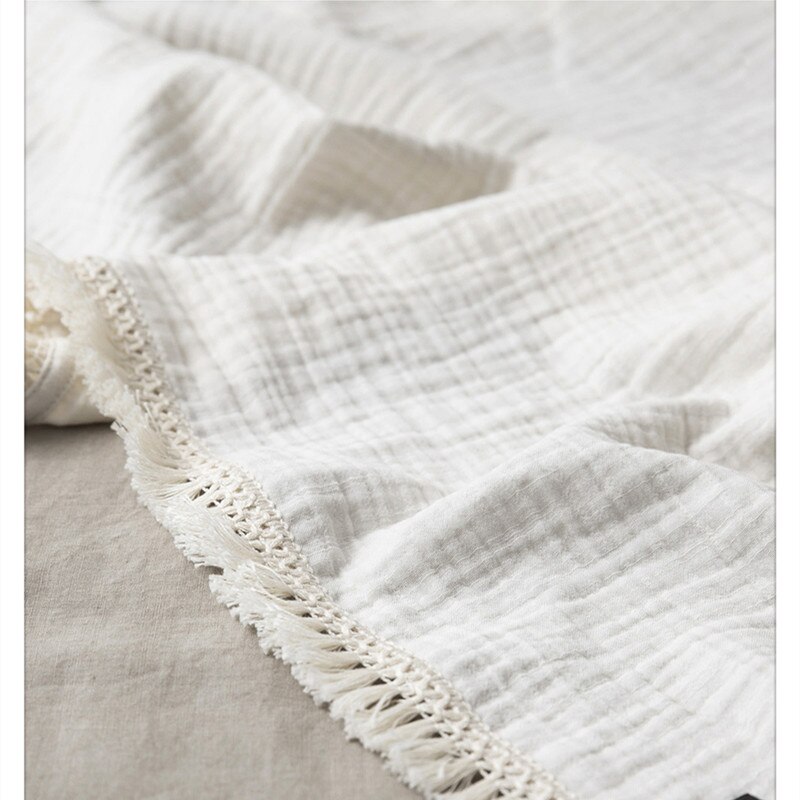 Baumwolle Musselin Decke mit Quaste 4 Schichten Sommer Bettlaken Bettdecke Baumwolle Schlecht Handtuch Baby Decke