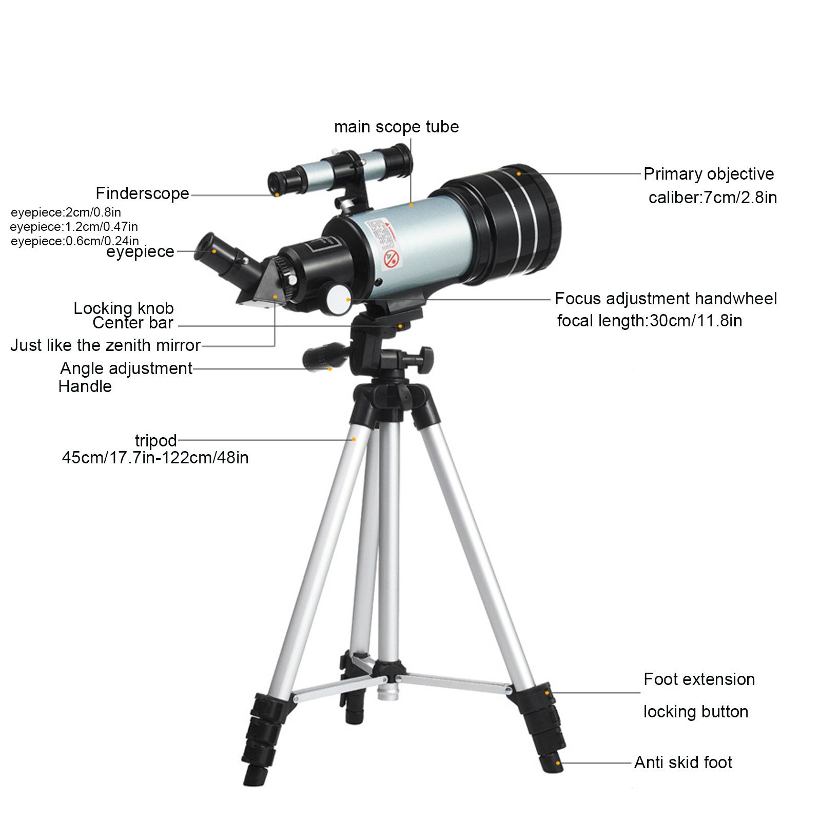 High Bracket Stargazing Wide-Angle Astronomical Telescope Monocular Observation Telescope with single telescope