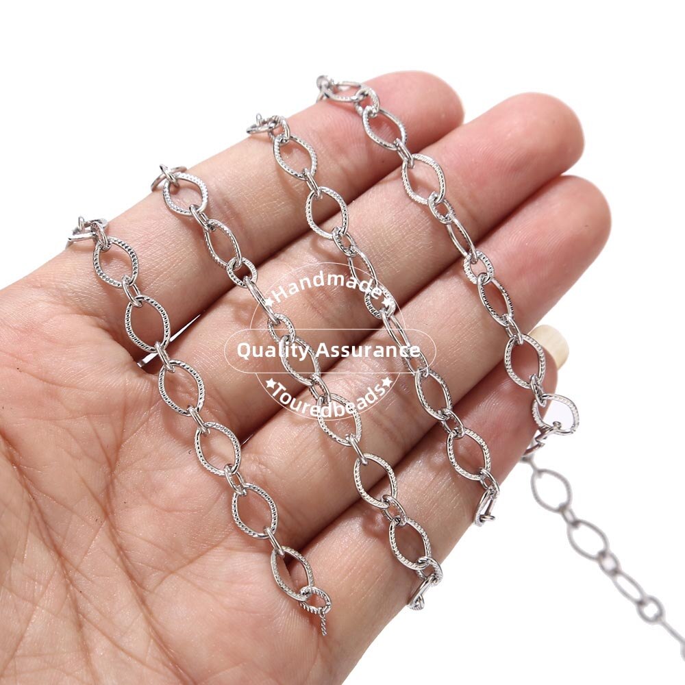 Touredperles-chaînes à maillons ovales en acier inoxydable, 1M, 6mm de largeur, or, pour la fabrication de bijoux, collier à faire soi-même: 6mm Width Steel