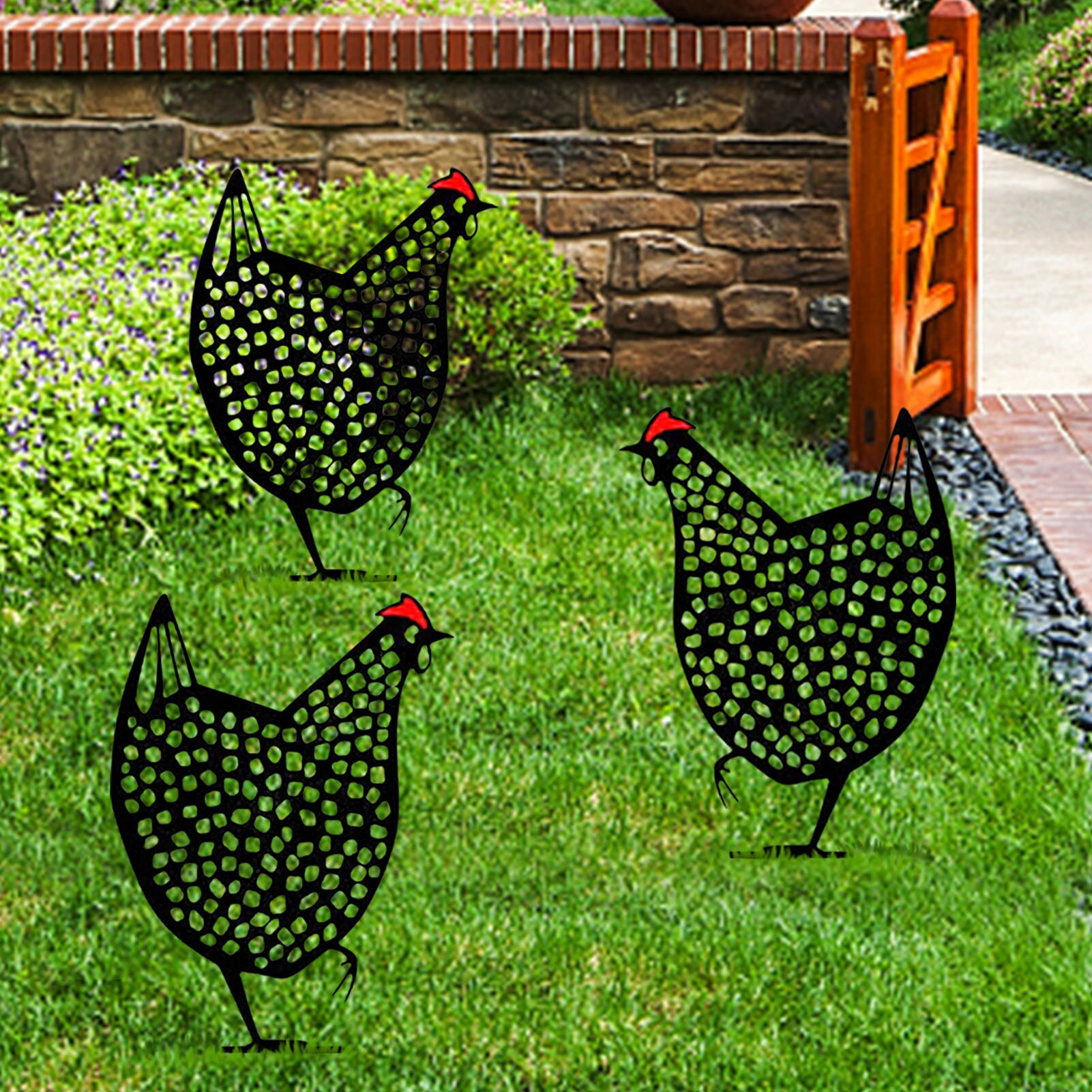 Rooster Animal Silhouette Pile Shadow Decoration Stake Garden Gardening Decoration Chicken Silhouette Country Yard Art