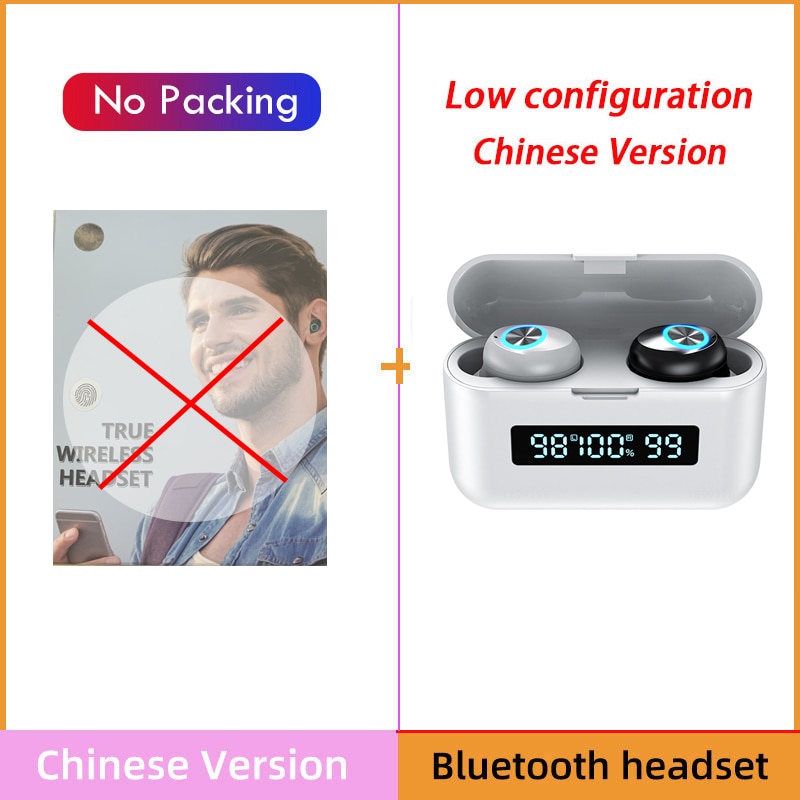 Wireless Headphones TWS Bluetooth Earphones 2000mAh Charging Box Sports Waterproof Headsets HiFi Stereo Earbuds with Microphones: C