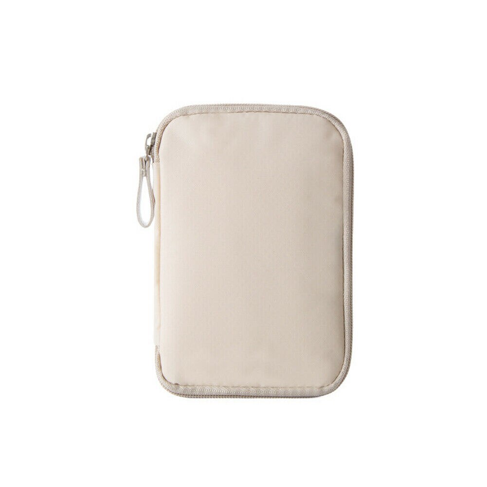 Unisex Casual Nylon Portable Travel Wallet Solid Zipper Document Organizer Passport Tickets ID Card Holder: Beige S