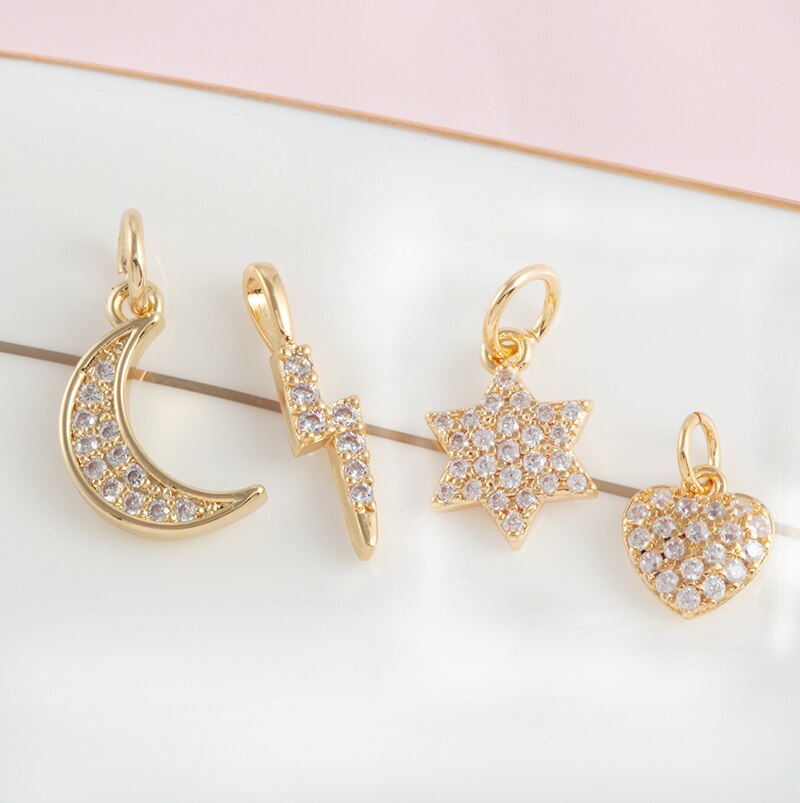 10 stücke Mond Stern Reize für Schmuck Machen Groß Sonne Blitz Reize Anhänger Diy Ohrring Halskette Armbinde Zubehör Kupfer