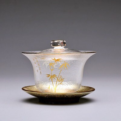 Service à thé japonais en verre Transparent Gaiwan, Gongfu, couvercle résistant à la chaleur: D