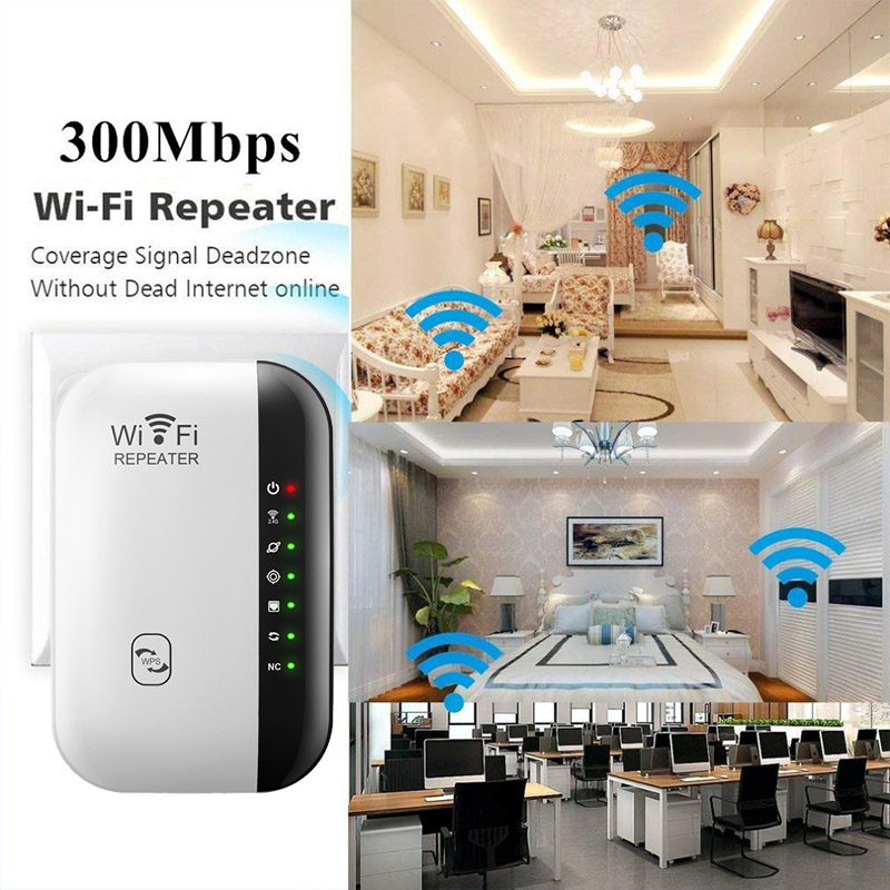 Trådløs wifi-repeater 300 mbps wifi-forlenger forsterker booster ruter 802.11n wps lang rekkevidde 7 statuslamper wifi-repeater for pc