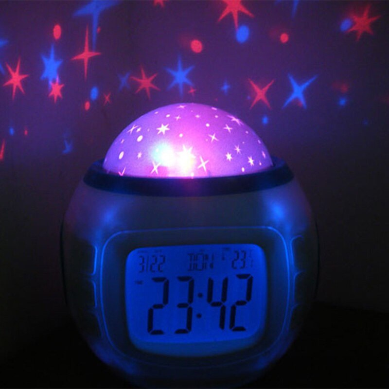 Muziek sterrenhemel projectie digitale led wekker kalender thermometer despertador voor kinderen