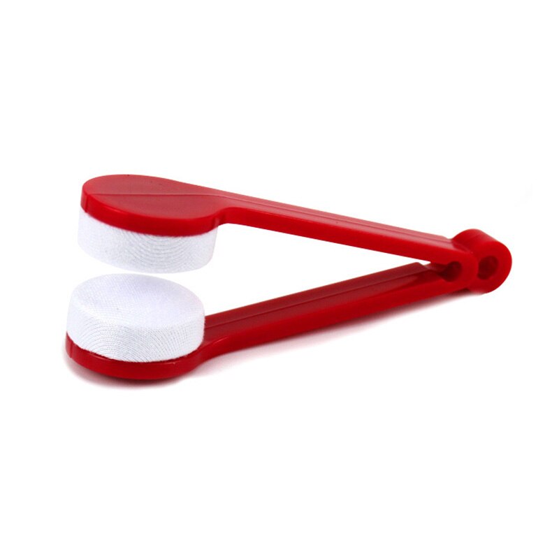 1Pc Mini Twee-Side Bril Borstel Microfiber Brillen Cleaner Bril Schoonmaken Wrijven Cleaner Lenzenvloeistof Borstel Scherm Wrijven: Rood