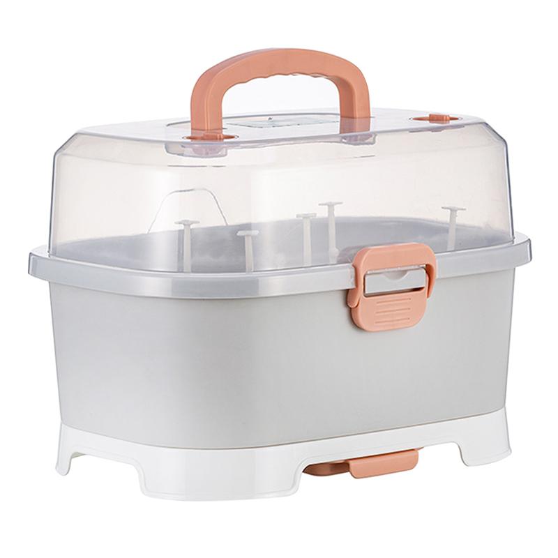 Portable Baby Milk Bottle Storage Box Drying Rack Plastic Tableware Dry Case Dustproof Feeding Storage Cupboards Container: Default Title