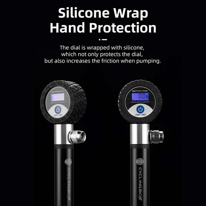 Hand Mini Bicycle Pump Tire Air Inflator LCD digital tire pressure dial pump American French conversion mouth bike mouth pump