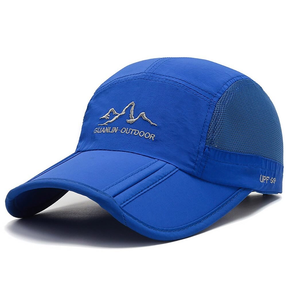 Mannen Baseball Cap Sneldrogende Stof Folding Zonnehoed Outdoor Sport Tennis Caps Zonnescherm Ademend Mesh Hoeden: Blauw