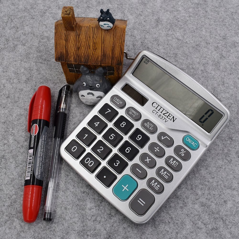 Dual Power 837V Electronic Desktop Calculator with 12 Digit Large LCD Display