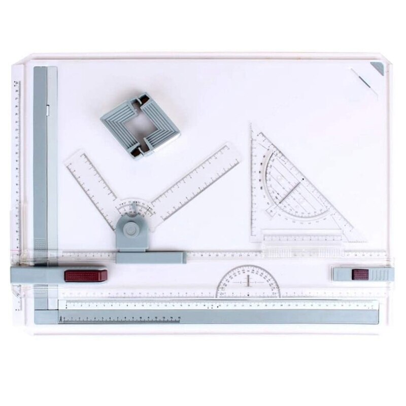 FBIL-A3 Multi-Function Drawing Board Tools Drawing Board Adjustable Parallel With Clear Rule Graphics Angle Measurement