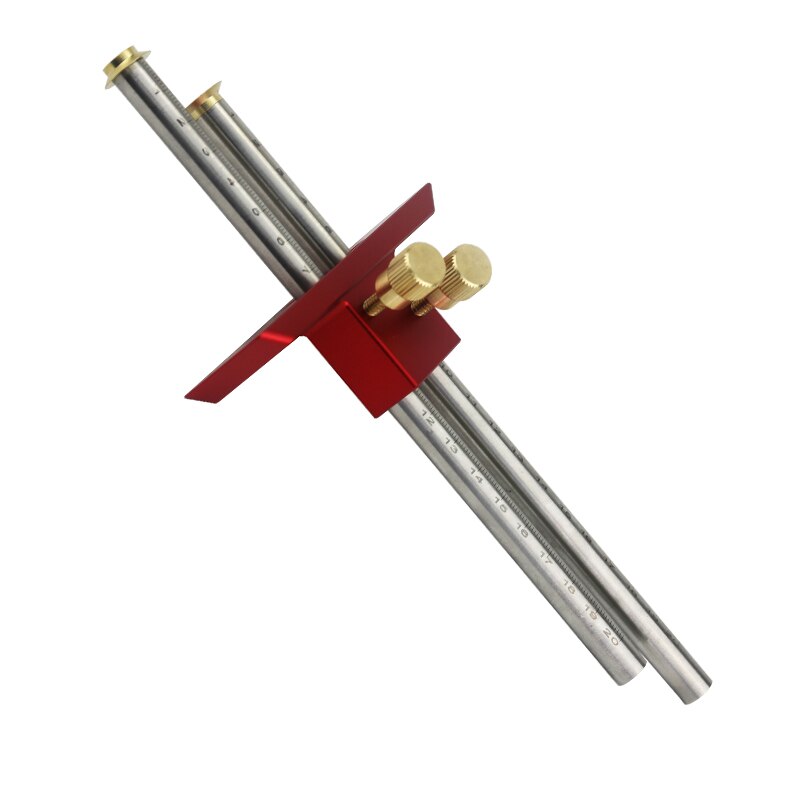 Calibrador de marcado de carpintería de acero inoxidable, regla de trazo de hoja de mortaja de doble cabeza europea, línea de trazado de madera: 1 set