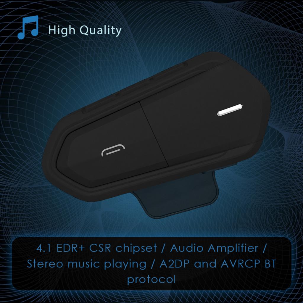 Motorsykkel intercom hjelm bluetooth 4.1 vanntett fm-radio (svart)