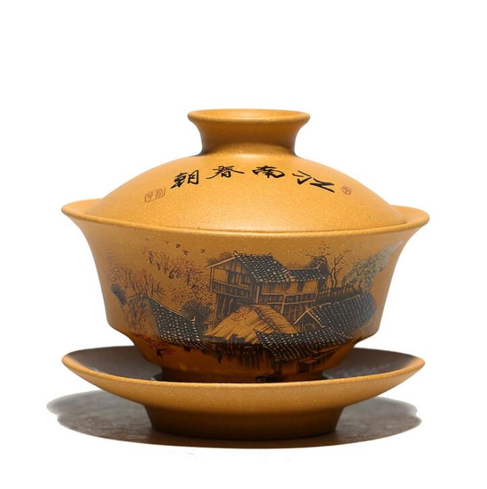 Kinesisk tesæt turee gaiwan vintage håndmalet keramisk teservis sæt yixing lilla sand porcelæn kung fu tesæt skål