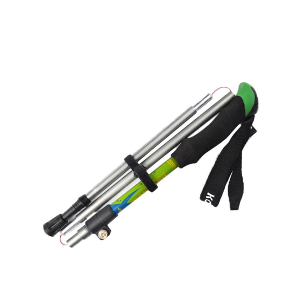 Adjustable Hiking Walking Poles Safety Multifunction Tool Ultralight 5 Sections Portable Hiking Poles Hiking Equipment: Green