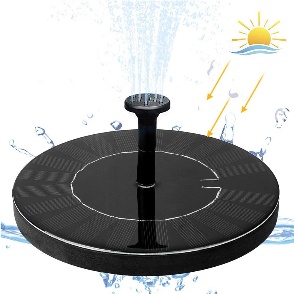 2.4W Solar Floating Fountain Solar Powered Fountain Pond Decoration Use Floating Fountain(Black)