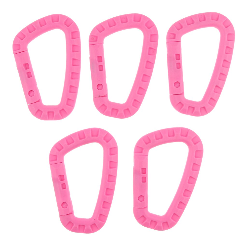 5Pcs Outdoor Carabiner D-Ring Key Chain Clip Hook Camping Plastic Buckle for Quickdraw, Travel Backpack, Bottle Holder