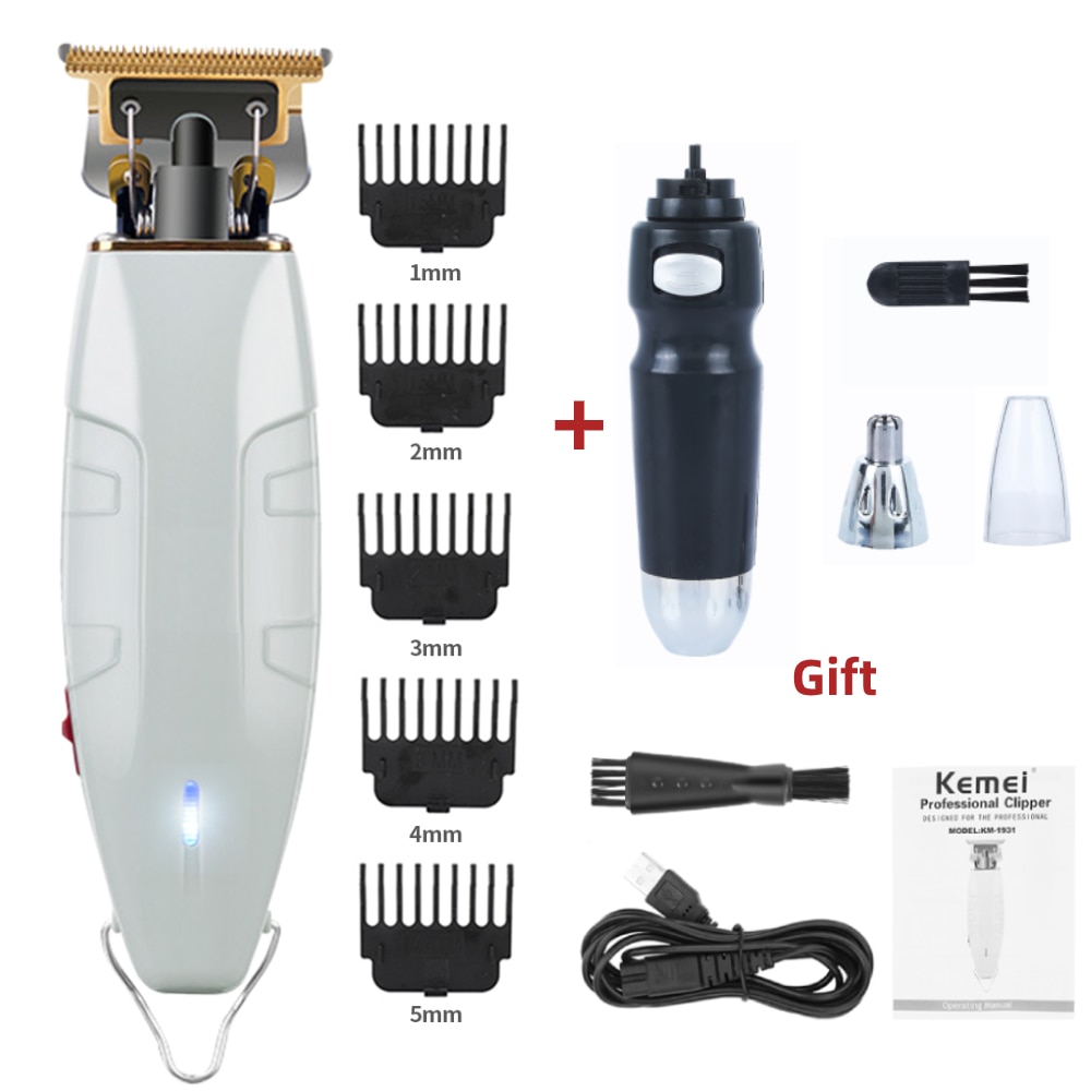 Men Hair Clipper Trimmer Electric Cordless T Blade Hair Cutter Machine Ear Nose Hair Trimmer Painless Hair Removal Razor for Men: set 2 without box