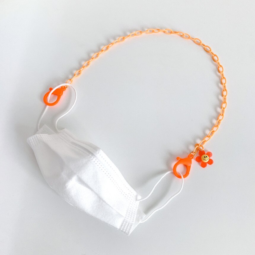 Nuova Maschera Catena Anti-perso Cordino Acrilico Smily Della Collana Del Fiore per Le Donne A Lunga Catena Dei Monili Collane Regali Strap Holder di sicurezza: flower orange