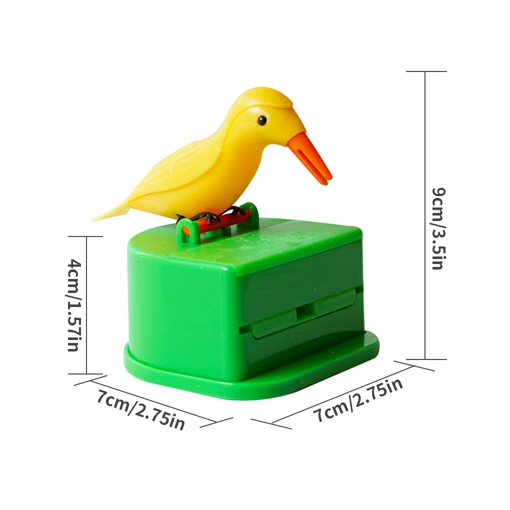 Toothpick Box Toothpick Storage Case Full-Automatic Dispenser Bird Shape ABS Holder Small Bird Bamboo Stick Box: 2