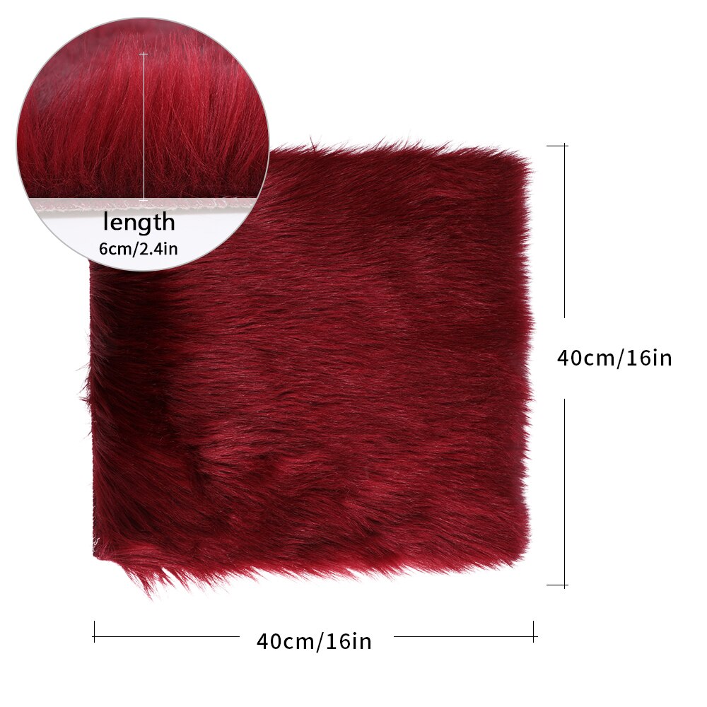 Faux peau de mouton chaise couverture multicolore poilu laine tapis coussin de siège longue peau fourrure plaine moelleux petits tapis lavable: Wine red 40x40cm