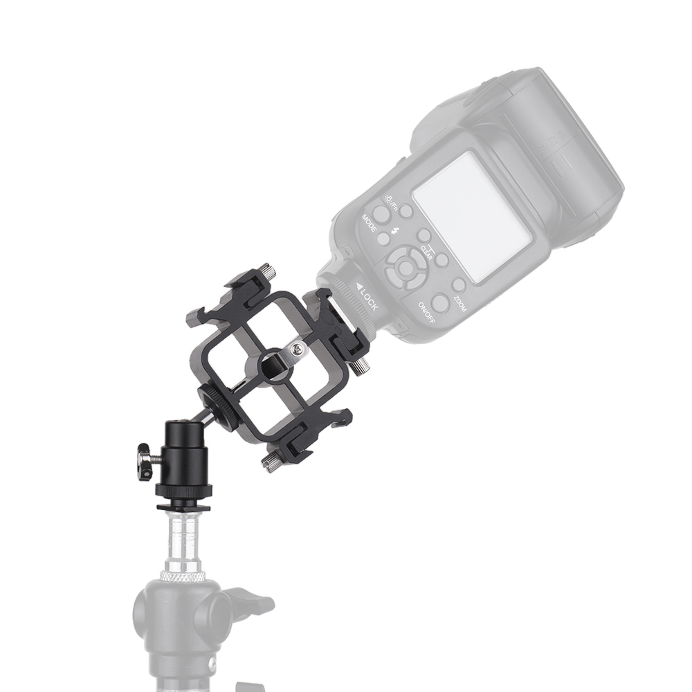 Supporto per ombrello per fotografia con staffa Speedlite Flash a tripla slitta per Smartphone Flash LED luce Video