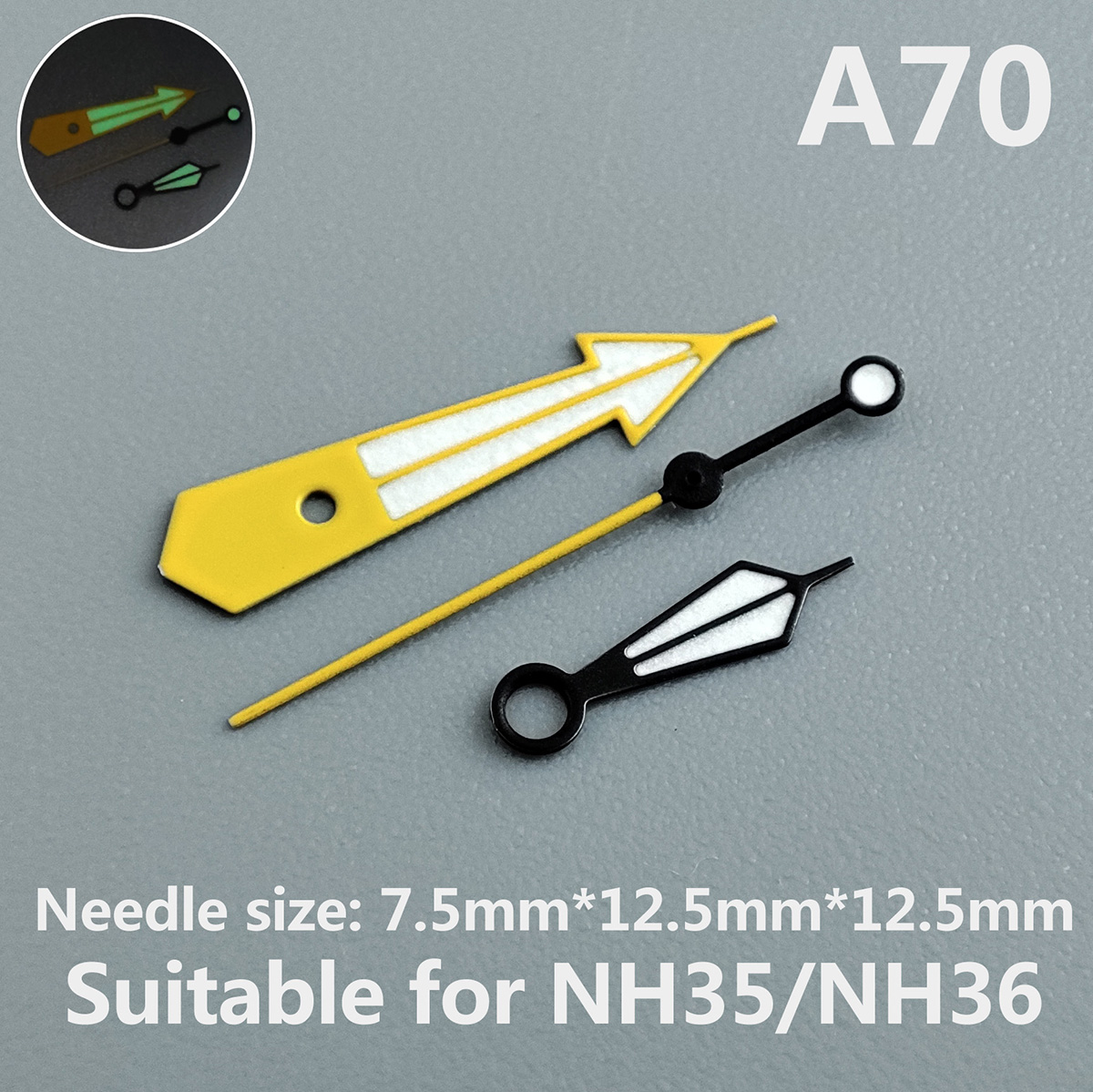 Watch accessories watch pointer NH35 hands pointer green luminous suitable for NH35, NH36 movement A70: Default Title