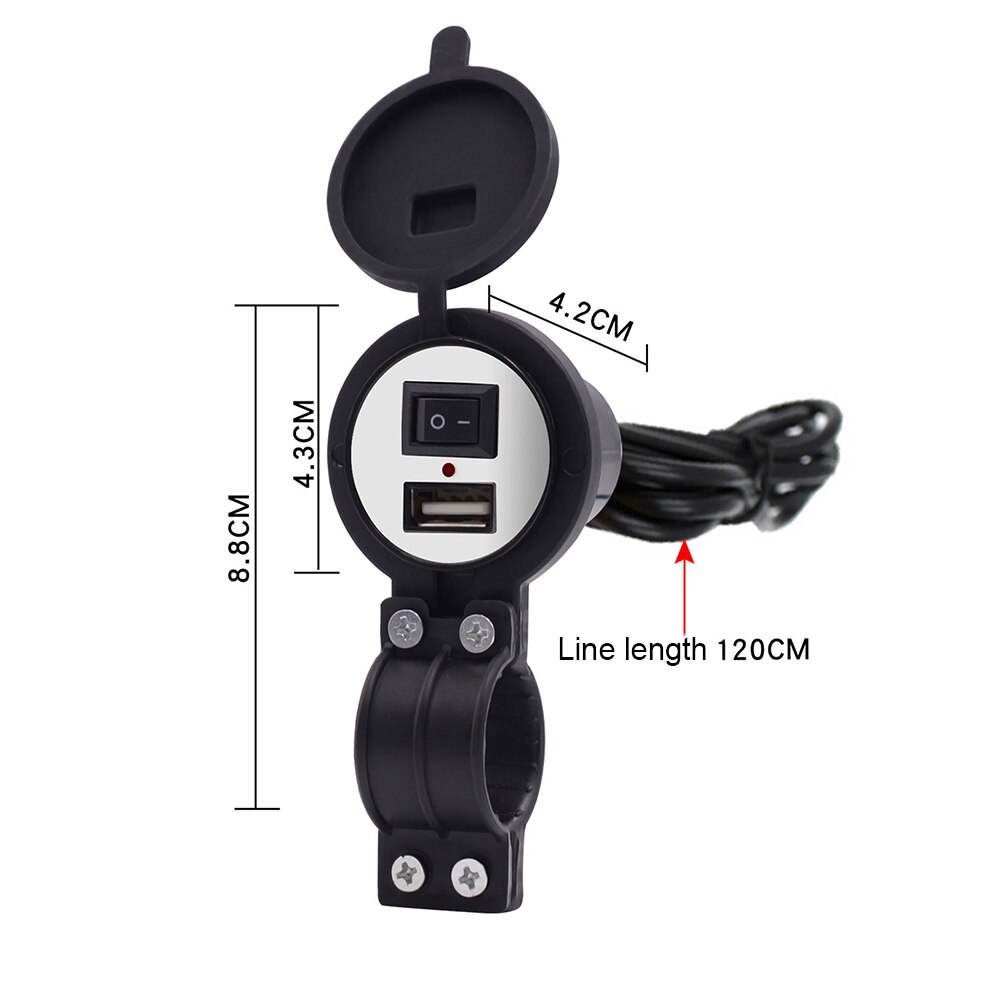 CS-277A Waterproof USB Car Motorcycle Phone Charger with Switch Socket Plug