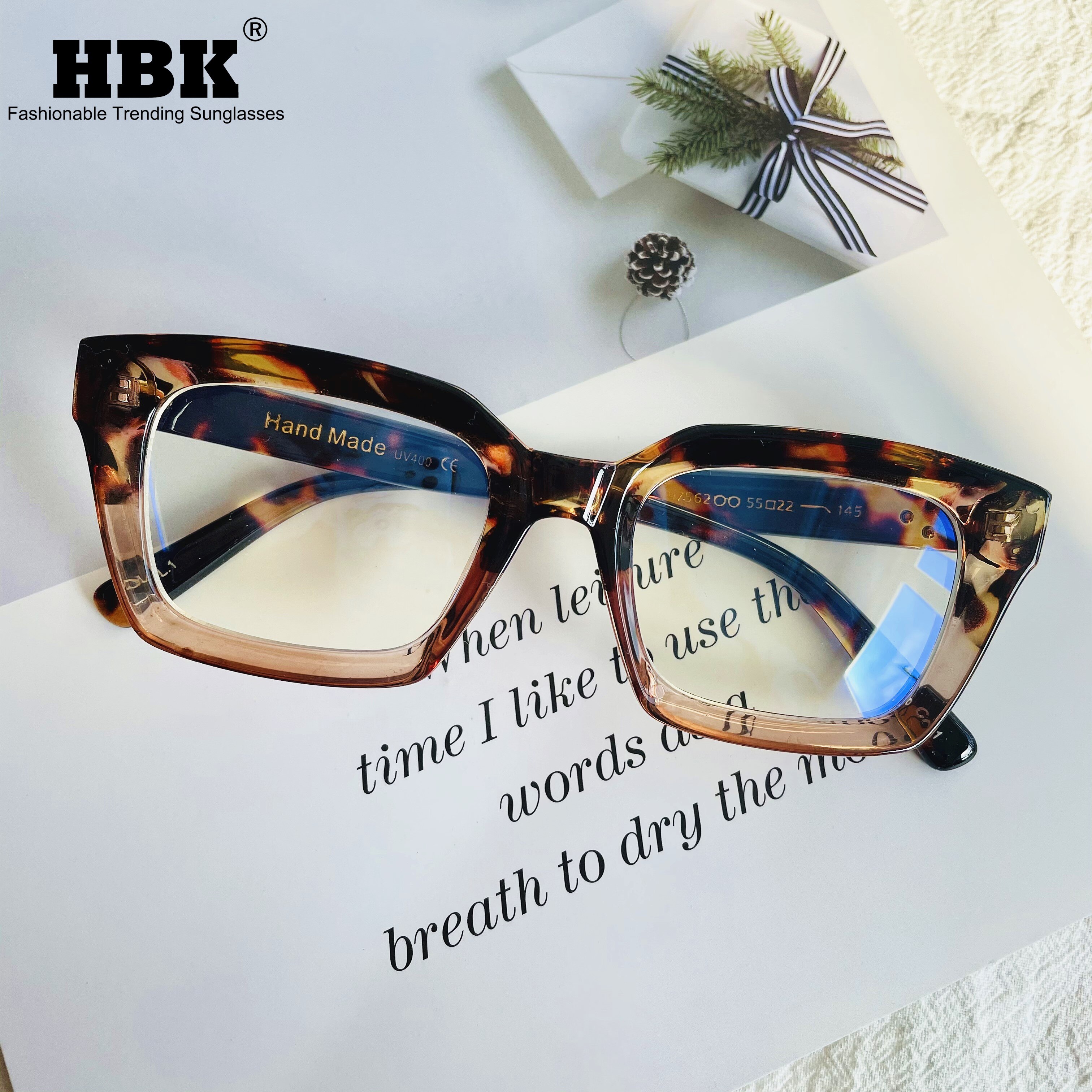 HBK Square Eyeglasses Frame Women Optical Clear Glasses Frame Brand Plain Eye Glasses Oculos De Grau Femininos