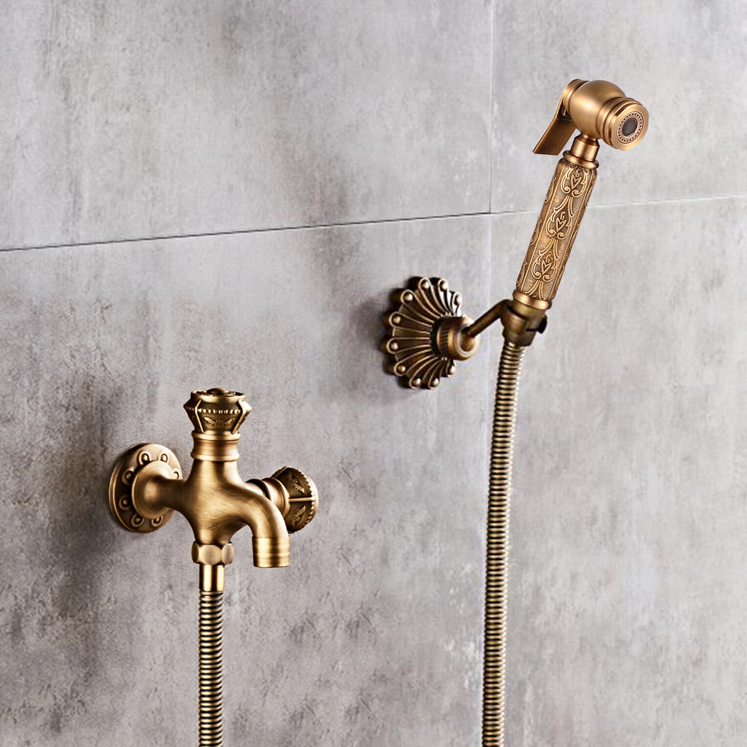 Bidet Kranen Messing Antieke Douche Kranen Wasmachine Mixer Moslim Ducha Higienica Enkele Koud Water Mixer Kraan Vierkante Douche Spray