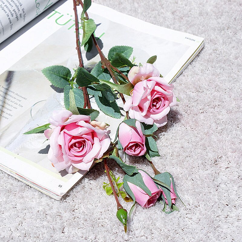 Koreansk drømmende #39 silke kunstige blomster valentinsdag bryllup blomster: Lyserød 2