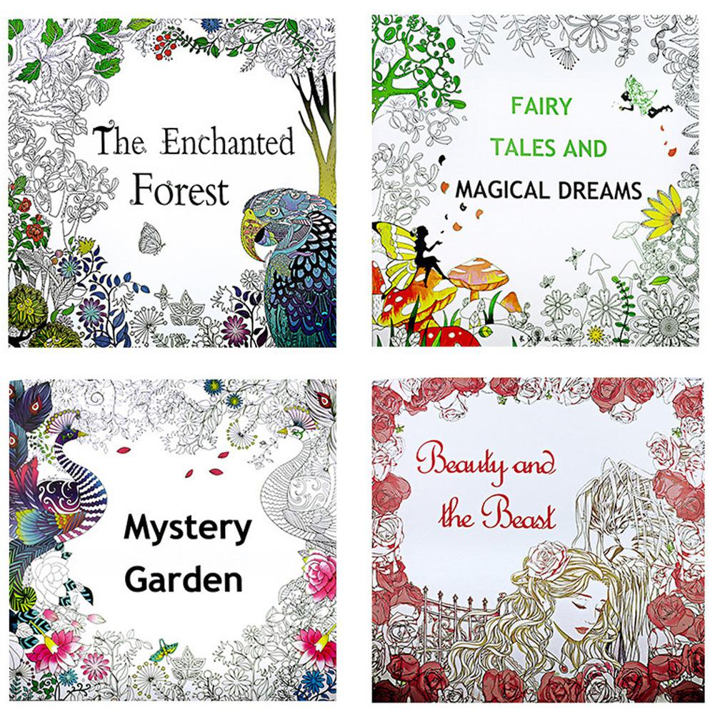 MeterMall 12 Pages Inside Secret Garden Adult Decompression Hand-painted Coloring Book Mysterious Garden Coloring Book