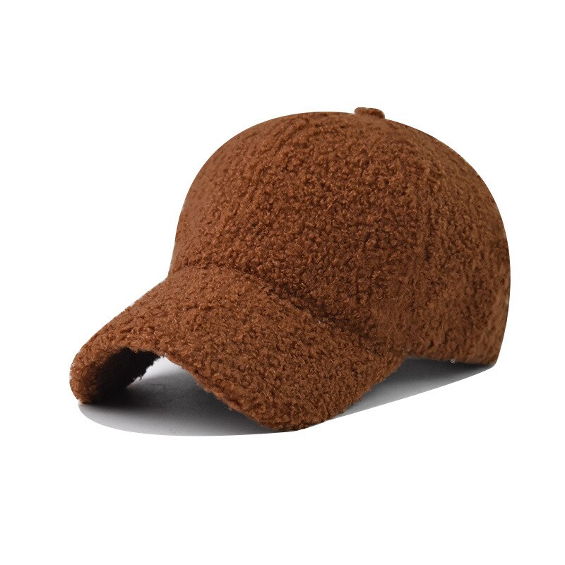 FS Neue Warme Winter Lammwolle Hüte Für Frauen schlicht Grau Braun Baseball Kappe Ich bin Freien Winddicht Männer Kappen Casquette Homme: Braun Baseball Deckel