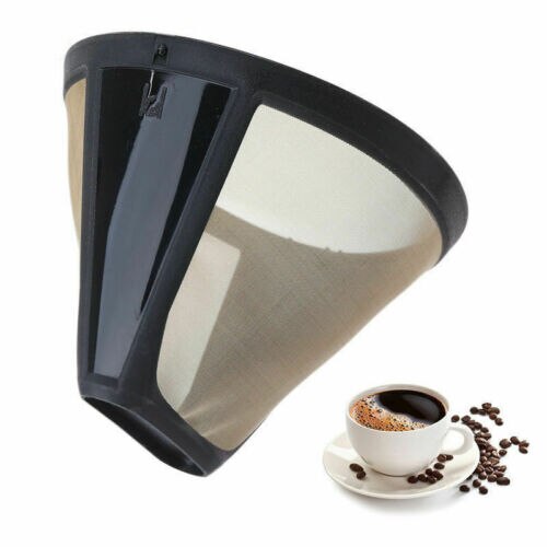 1pc Reusable Coffee Filter Stainless Steel Kitchenware Cone-Style Coffee Filter