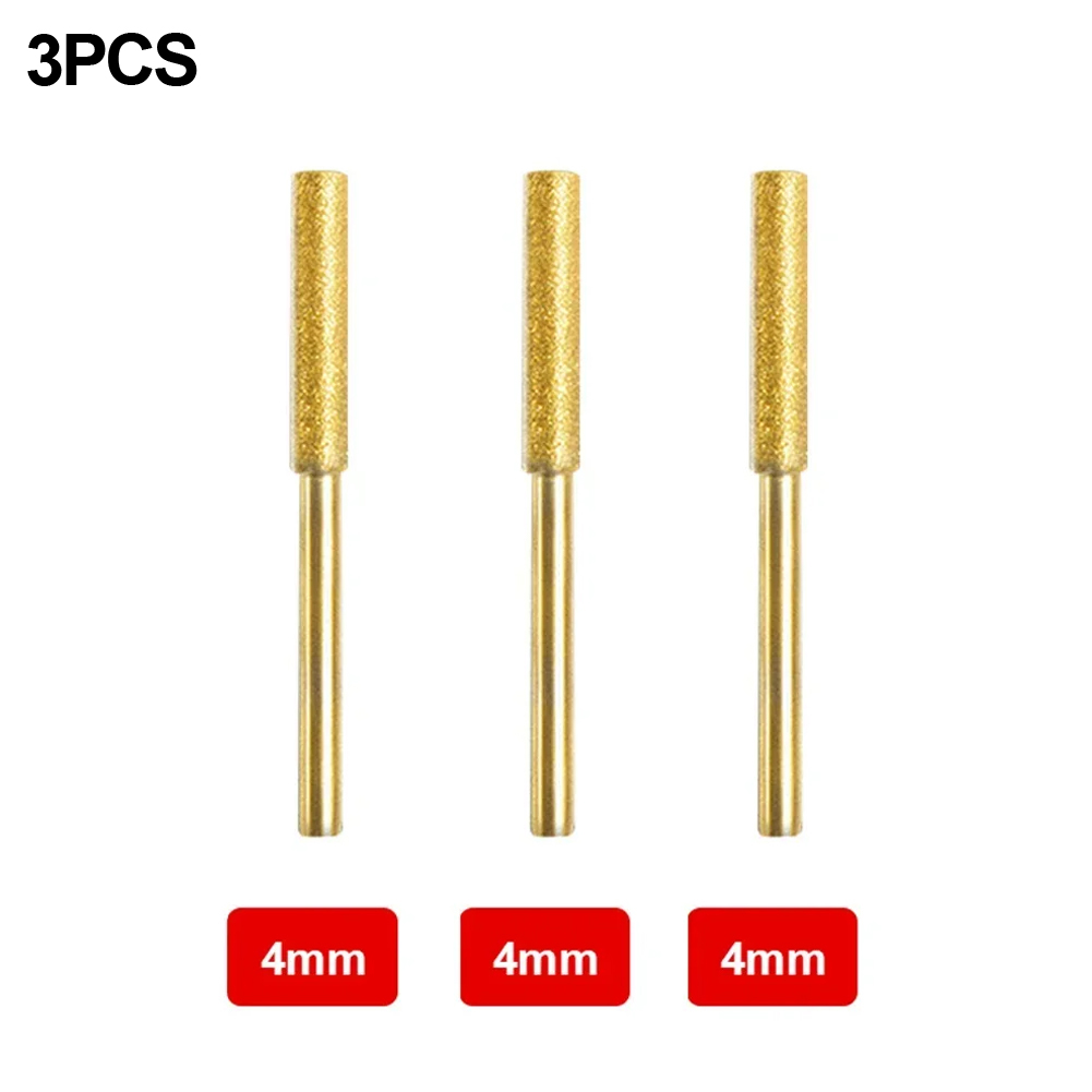 3 Stuks 4/4.8/5.5Mm Kettingzaag Slijper Diamant Cilindrische Braam Kettingzaag Slijpkop Voor Handheld Slijpmachine: Bruin