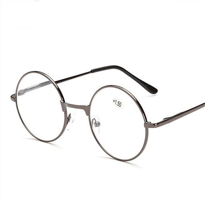 Retro Metalen Ronde Frame Leesbril Vrouwen Mannen Verziend Brillen Brillen Dioptrie + 1.0 + 1.5 + 2.0 + 2.5 + 3.0 + 3.5 + 4.0: +250 / GRAY