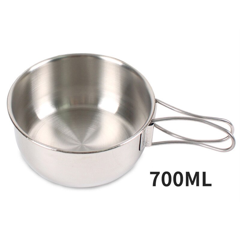 304 roestvrij staal vouwen kom Outdoor camping draagbare picknick kommen set Instant noodle kom thuis kookgerei servies: Grijs