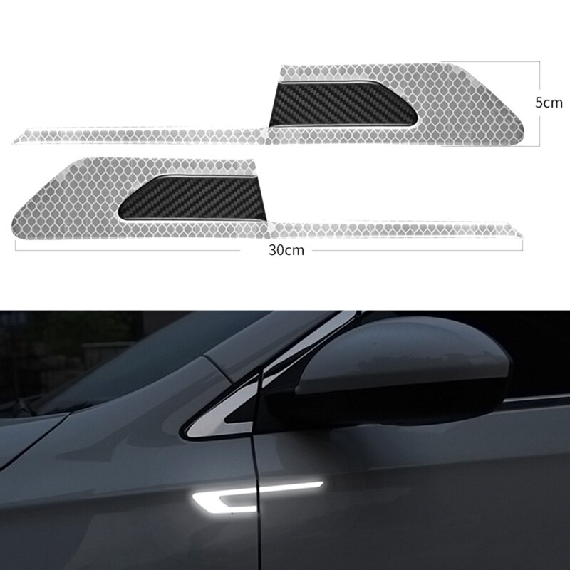 2Pcs/Set Car Reflective Safety Warning Strip Tape Car Bumper Reflective Strips Secure Reflector Stickers Decals: WT