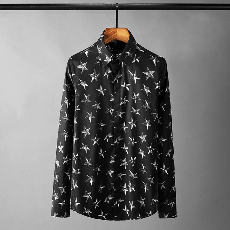 Chemises homme noir et blanc, imprimé pentagramme 3d , chemises habillées homme coupe slim, chemises homme grande taille 4xl