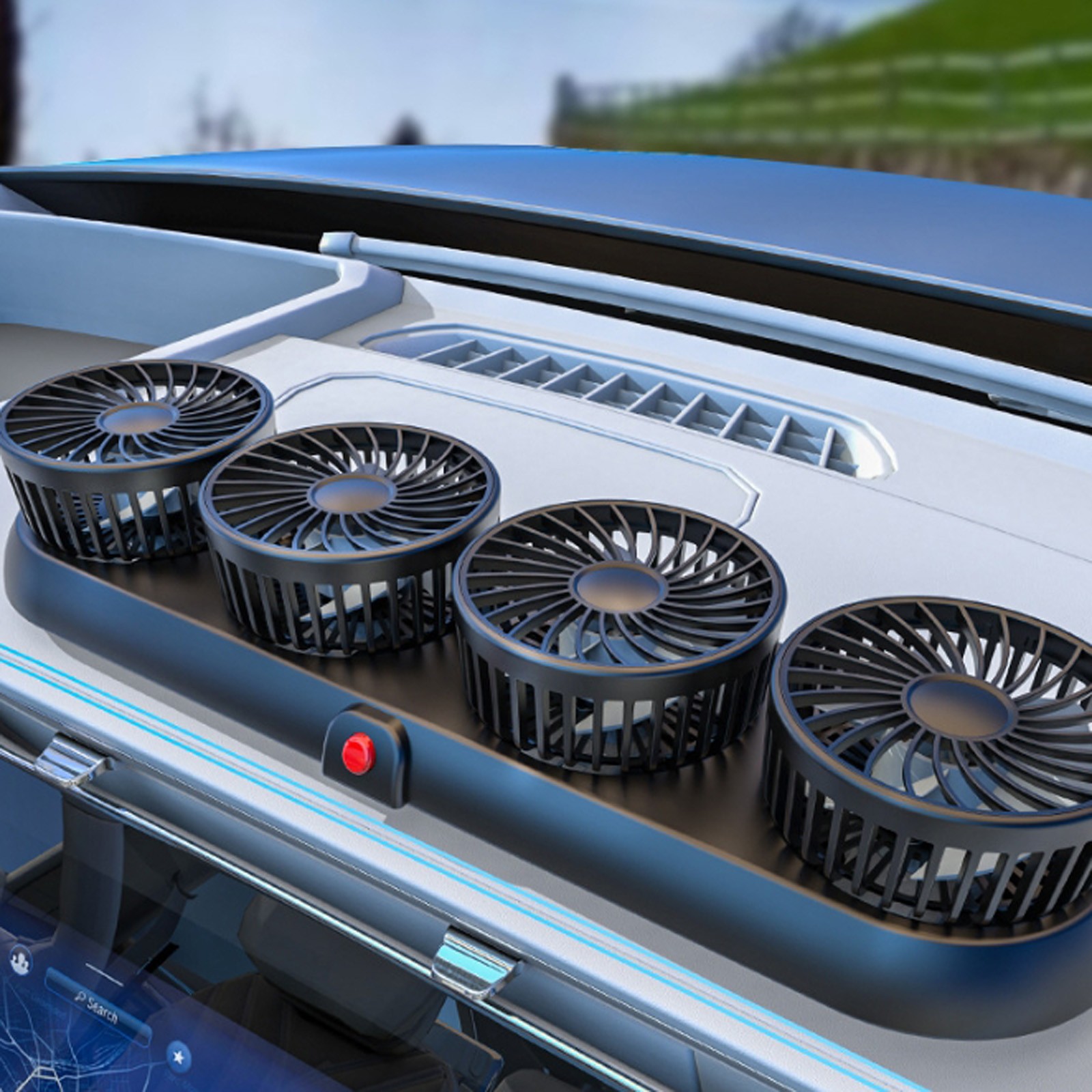 Bilvifte 360 ° justerbar 4- hodet luftvifte bil elektrisk vifte usb /12v/24v vifte 3 hastigheter stillegående bilvifte for hjemmekontor kontor og bil